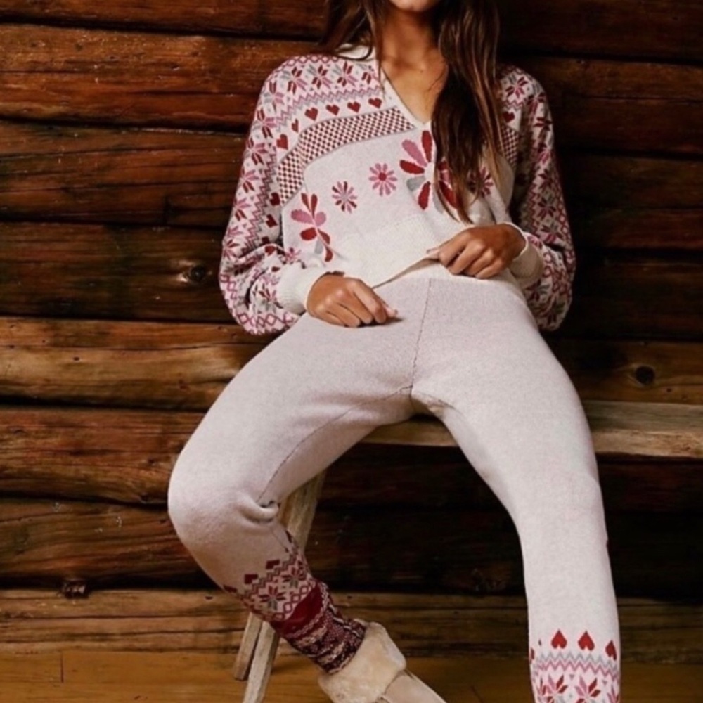 Free People Cocoa Kisses Wool-Blend Sweater and Jogger Set Size M
